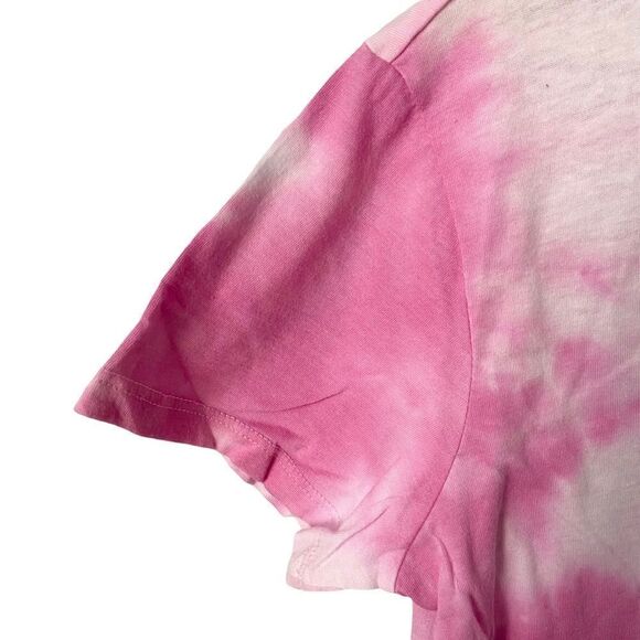 AC/DC Pink Tie Dye Crop Top For Those About To Rock" Band Tee Size Medium (7-9) - Picture 4 of 7